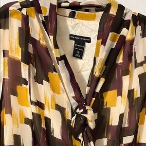 New York & Company Multicolor Tie-Front Dress